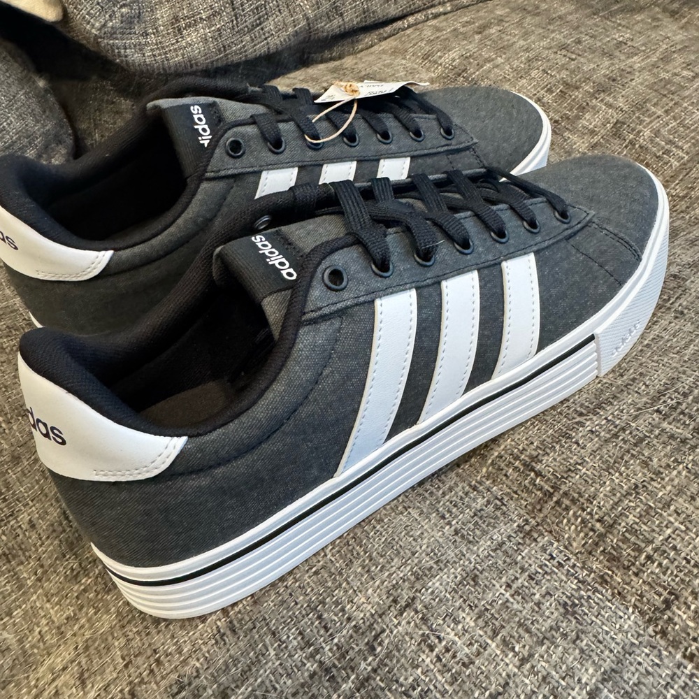 Adidas Men's Charcoal and White Sneakers